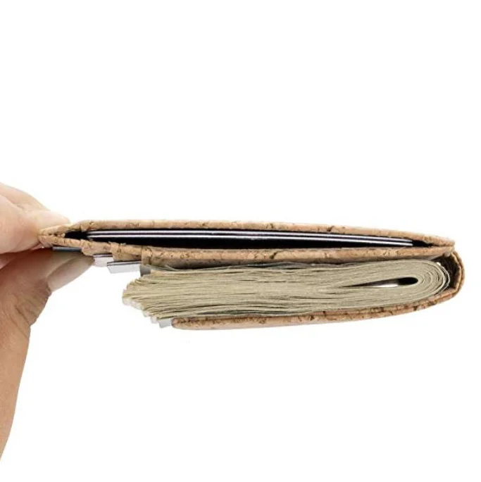 
Custom minimalist card holder cork wood magnet money clip wallet 