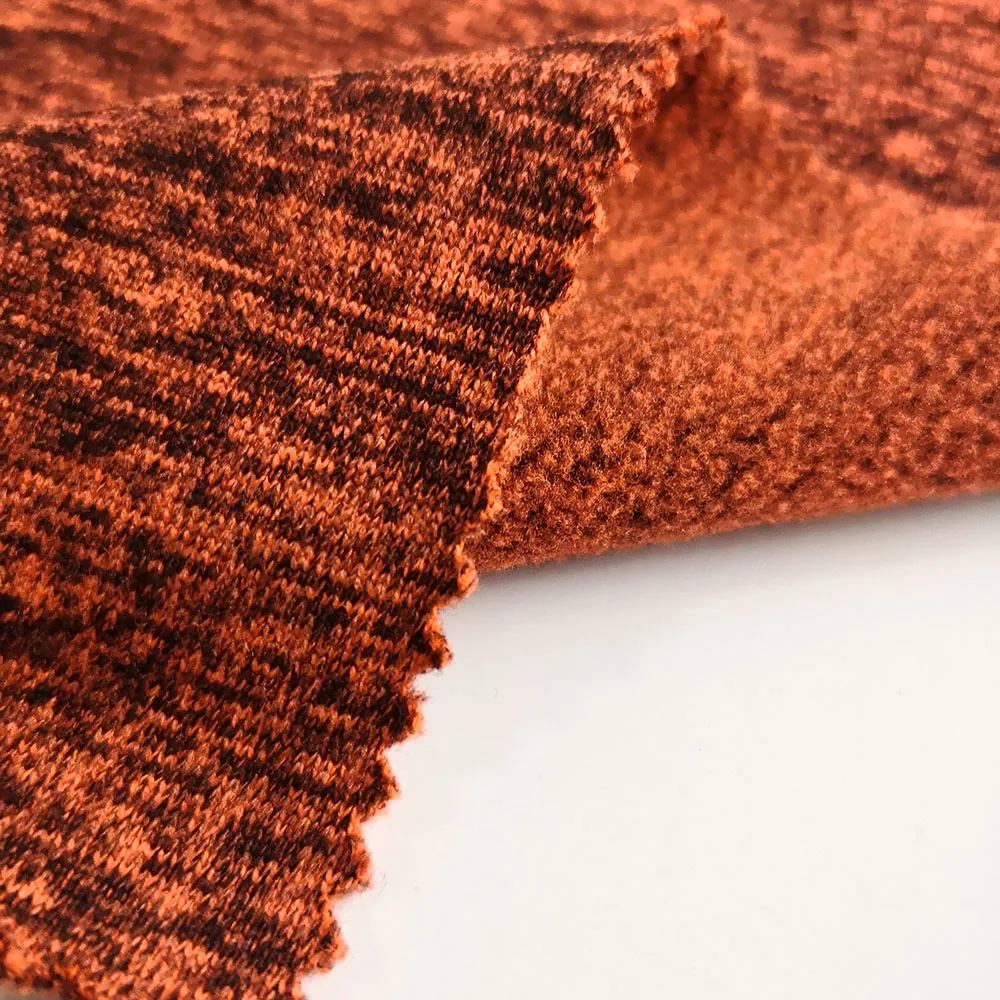 Hot sell drop shipping cationic melange dying polyester peach skin fleece fabric for womens winter wear PS1Y42