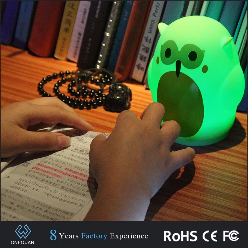 LED Silicone Touch Color Changing Cute Owl Lamps for Kids Bedroom