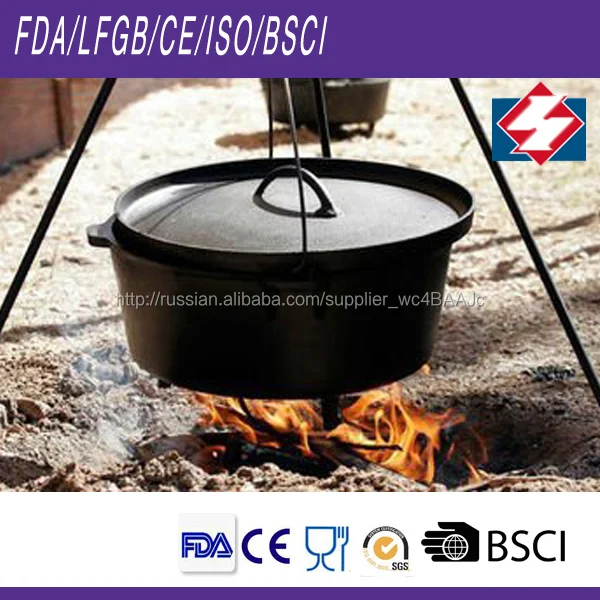 Preseasoned покрытие чугун голландской печи для кемпинга