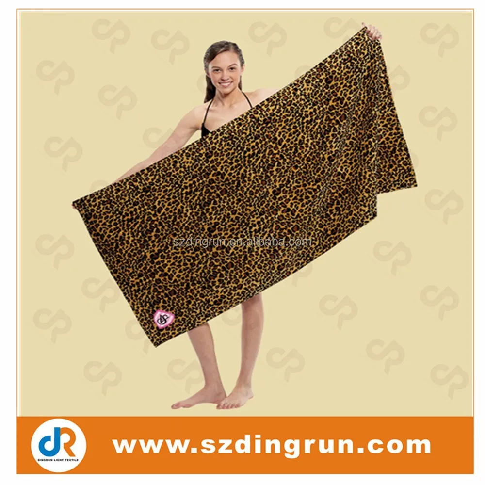 Leopard Print Terry Velour Beach Towels