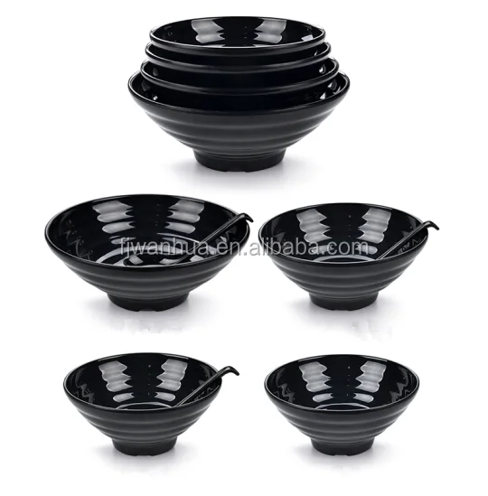 Меламиновая черная чаша в комплекте Японская для