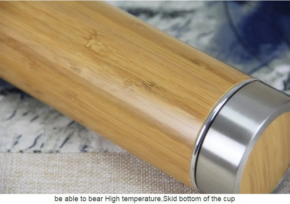 400ml Double wall insulated Vacuum Bamboo Tumbler,Drinking bottle Thermos Cup with Strainer,bamboo water bottle /tea infuser