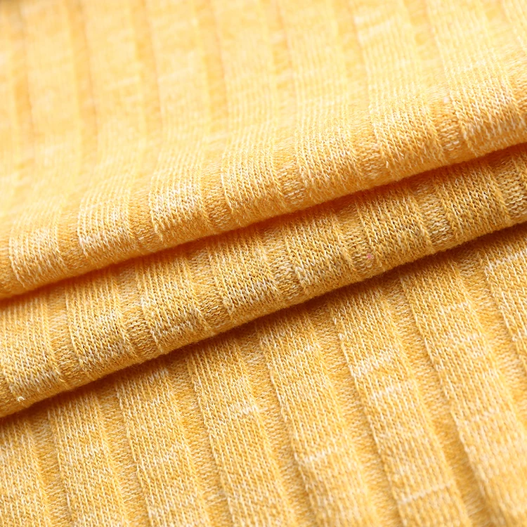 new design high quality 97%polyester 3%spandex 230gsm yarn dyed slub  rib  knit fabric custom bamboo for fashion clothing