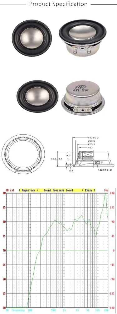 Пассивный динамик mini 4ohm 2w 33 мм titanium