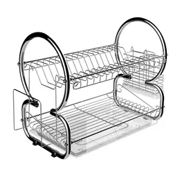2 Tier  kitchen dish racks metal dish drying racks table storage dish rack(AWK108)