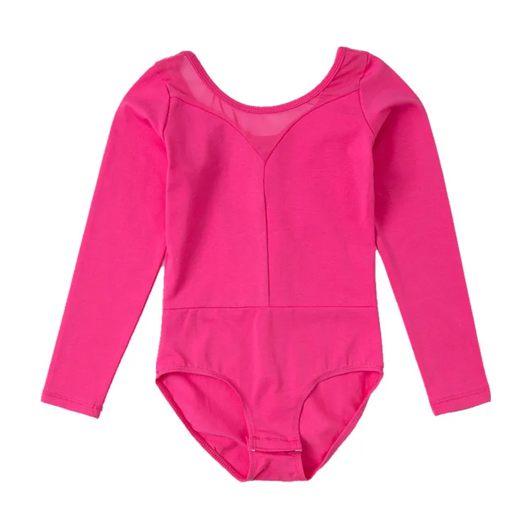 Wholesale High Quality Kids Girls Lilac Long Sleeve Spandex Mesh Ballet Leotards