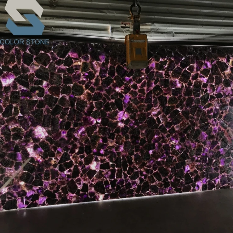 Wholesale price large semiprecious gemstone amethyst stone slabs