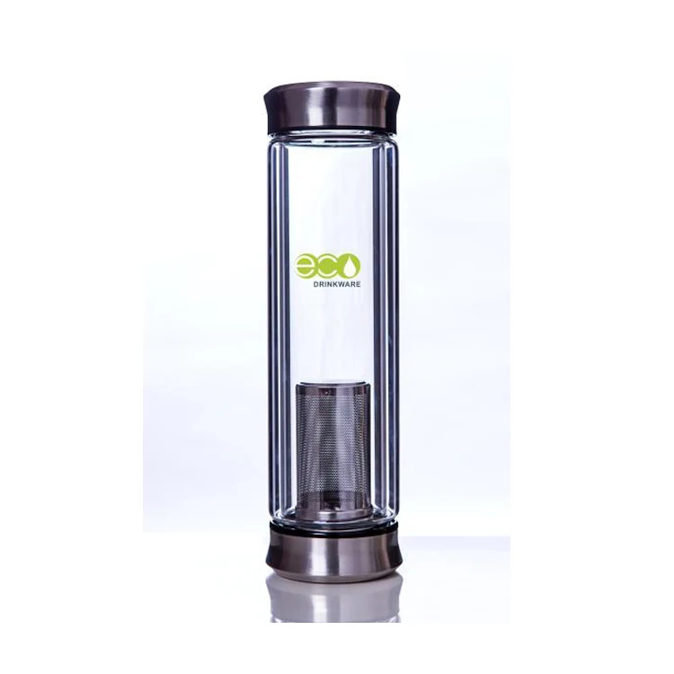 2018 hot selling eco drinkware Promotional eco-friendly bpa free double wall glasses water bottle wholesale