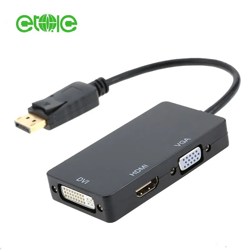  Кабель-переходник Displayport DP папа-HDTV DVI VGA мама 1080P 3 в 1