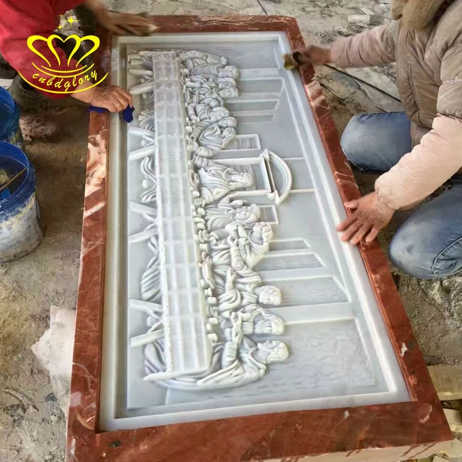 Hot Sale Carved Marble Relief Wall Last Supper Sculpture For Garden Home Decor