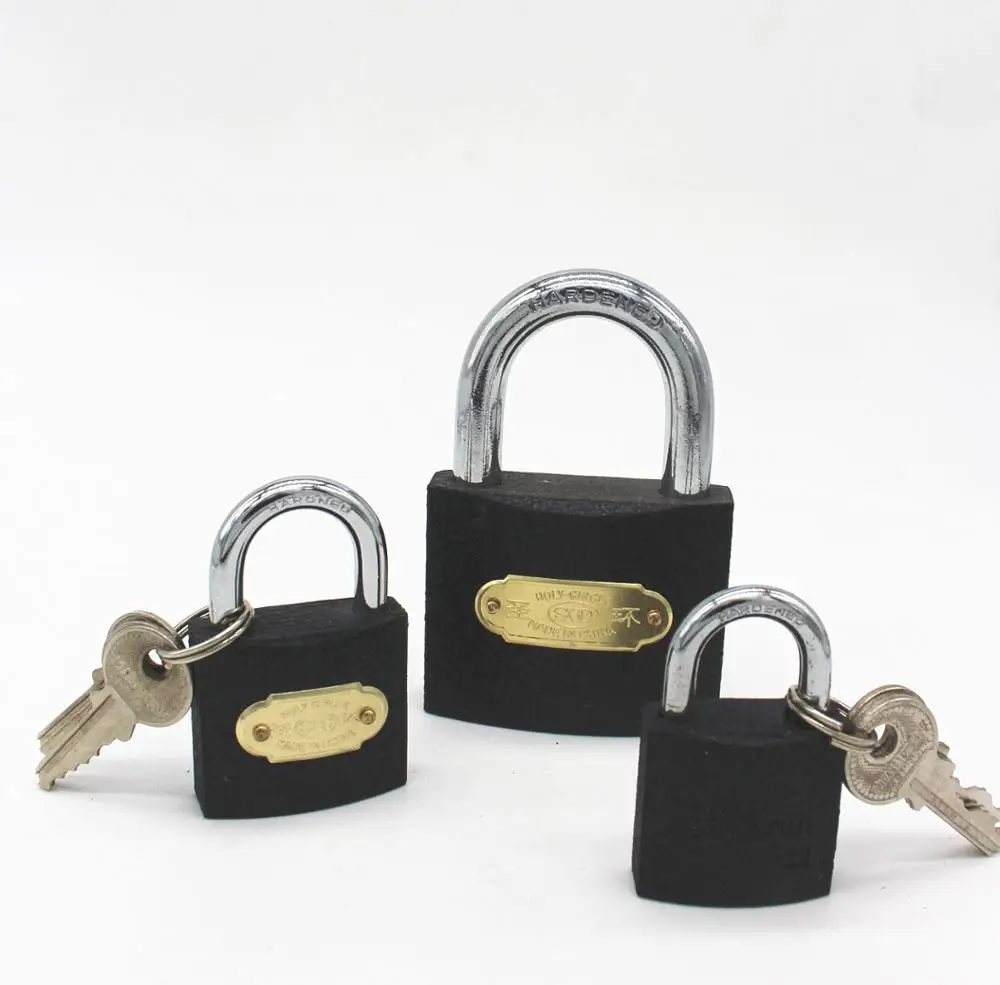 Best selling product heavy duty black/grey color padlock paint spray iron padlock Size 20-25-32-38-50-63-75mm