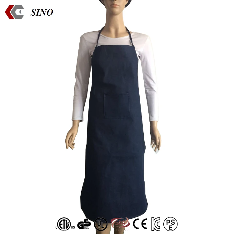 Синий льняной джинсовый ковбойский фартук, брезентовый длинный фартук с перекрестной спинкой на талии для работы бариста, оптом, с логотипом на заказ