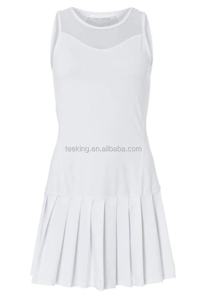 
custom design plain white pleated tennis dress for women 