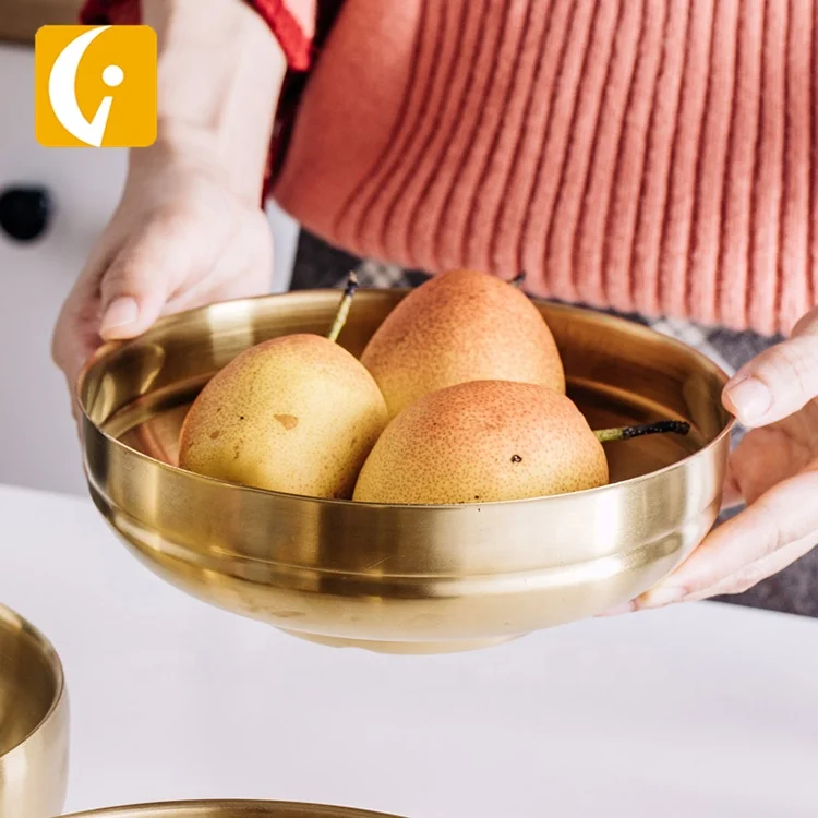 korean stainless steel golden mixing bowl  for rice or noodle and soup bowl