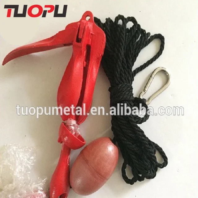 Small 1.5KG Folding kayak anchor Red Painted anchor For Marine Boat