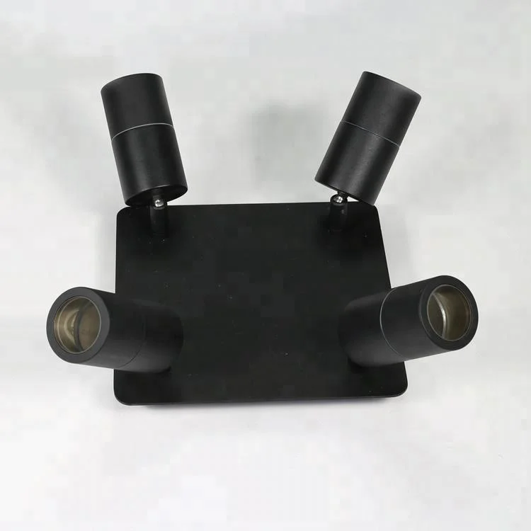IP65 Aluminium Matt Black 4 GU10 lights Adjustable Spotlights
