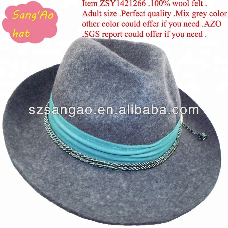 Wholesale fashion Mix gray wool felt hat men in festival