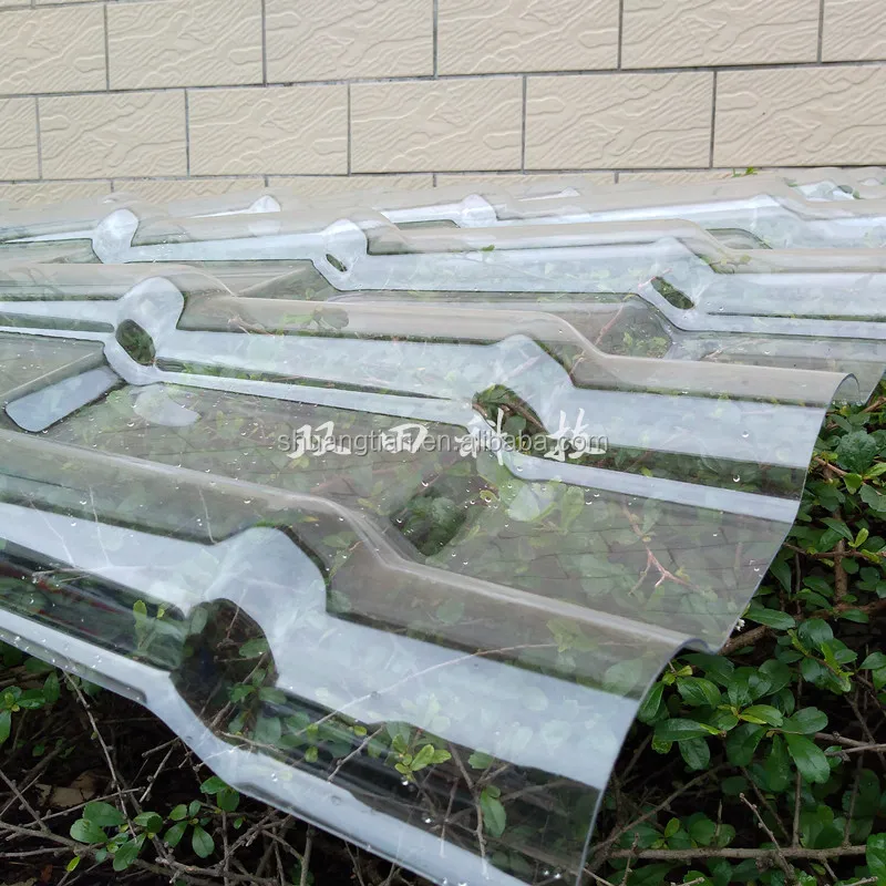 clear Chinese style PC daylight roofing panel clear plastic roof tiles clear plastic roofing sheet for villa and resorts