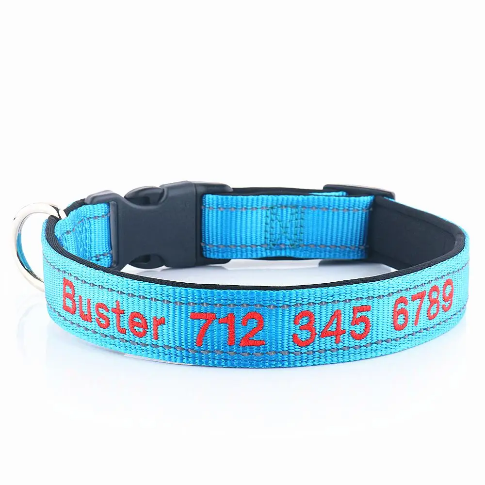 Personalized ID Collars with Pet Name and Phone Number, Embroidered Fabric Polyester Nylon Dog Collar