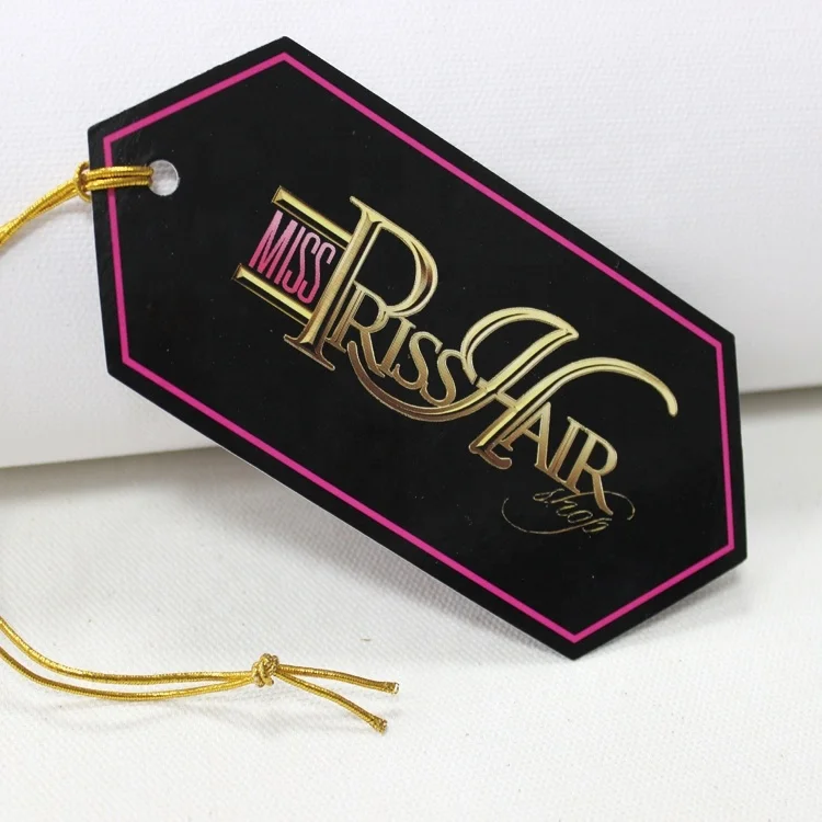 Small size brown kraft hang tag with LOGO hot stamping, name tag with black eyelet and wax strings