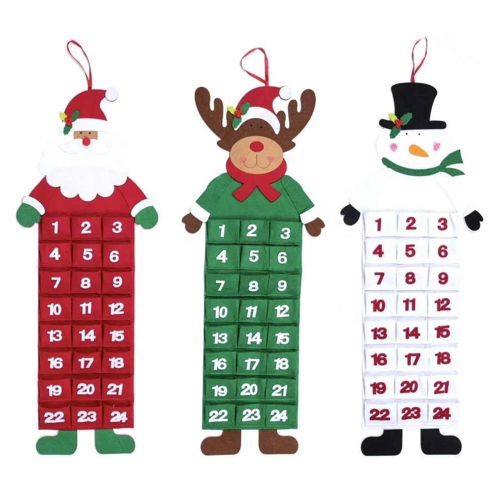 2022 Santa Reindeer Snowman Felt Christmas Advent Calendar