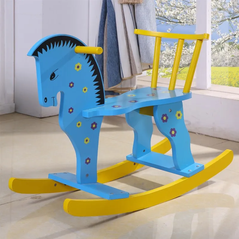 Safe Eco-friendly Wooden Rocking Horse Baby Kids Outdoor Riding Horse Toy