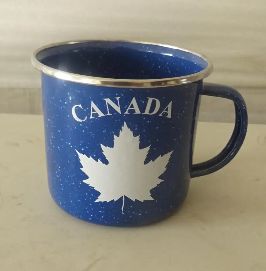 Цветная эмалированная Кружка с зернистой поверхностью и дизайном