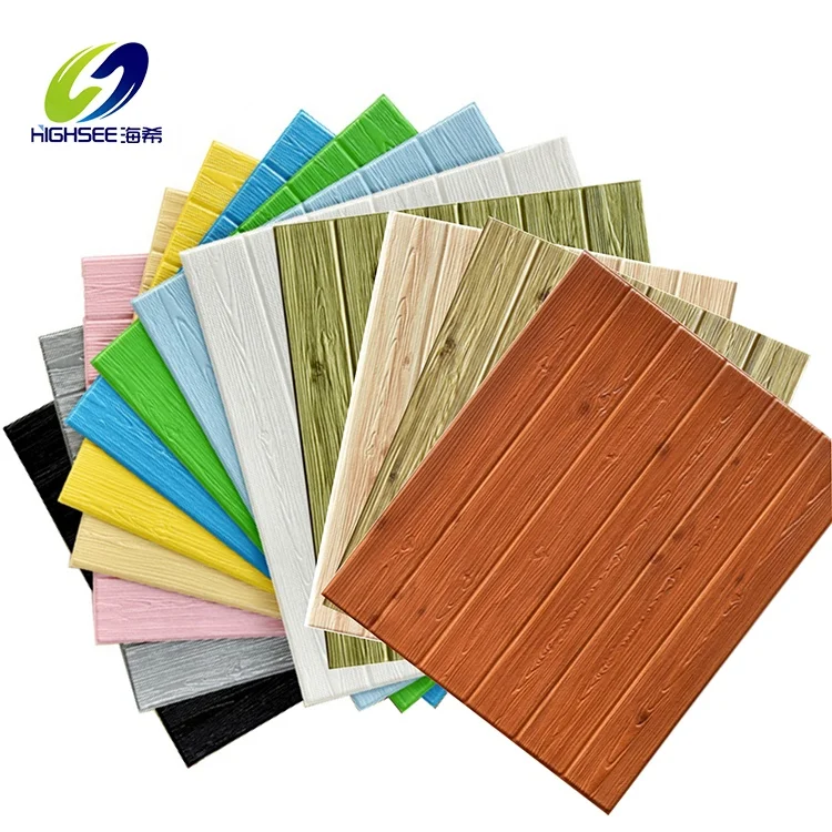 3D wooden color design wallpaper / PE foam Self-adhesive Wall Stickers