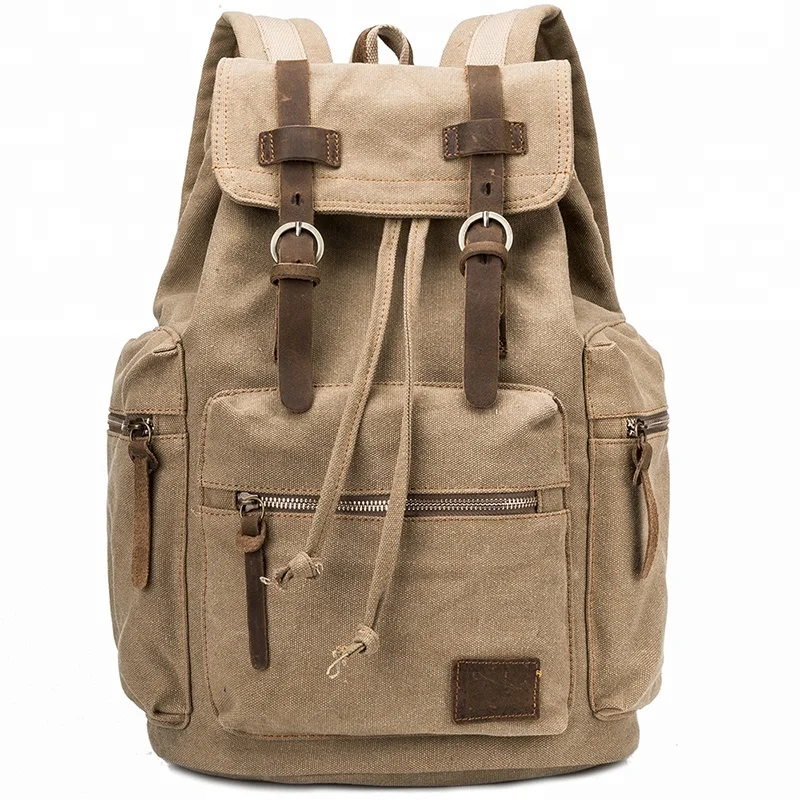 
Custom canvas Leather rucksack Day school Book bag travel hiking cheap laptop backpack <em><strong>Custom Leather Day school bag backpack Book bag</strong></em>