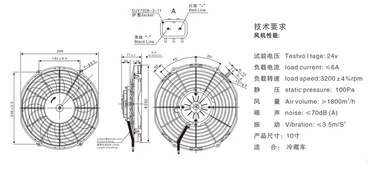 LNF-2210C/X  universal 10inch Bus/truck DC Condenser Fan Suction/Blowing 12V24V