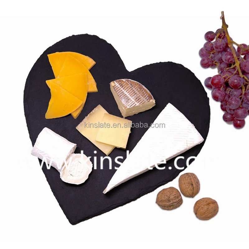 30 x 30 cm Natural black slate stone plate heart style slate gifts and crafts wholesale