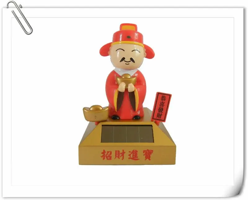 Solar toy moving miniature Buddha figure dashboard decoration