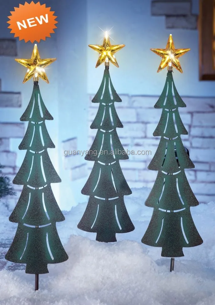 Открытый металл рождественская елка со звездой солнечный свет на вершине декоративный сад ставки