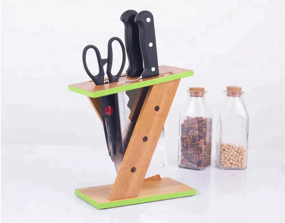 cheap bamboo knife blocks, kitchen scissor holder wholesale