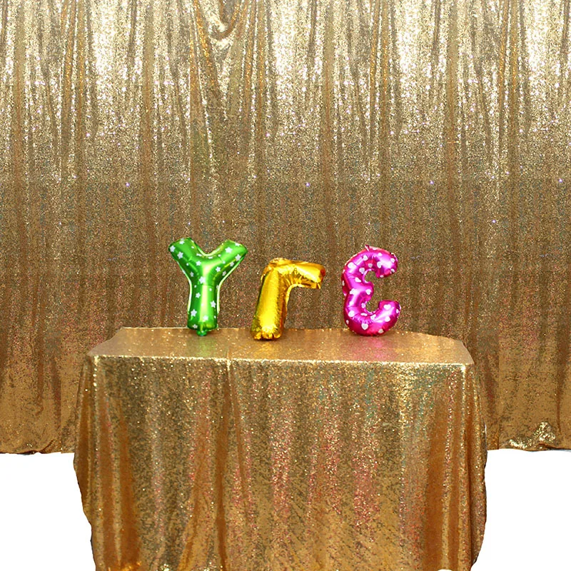 Hot Selling shimmer metallic gold sequin wedding curtain background drape decoration