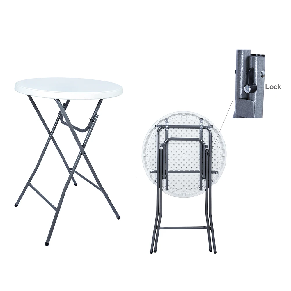 folding white small high bar tables,HDPE round commercial bistro tables wholesale water resistant