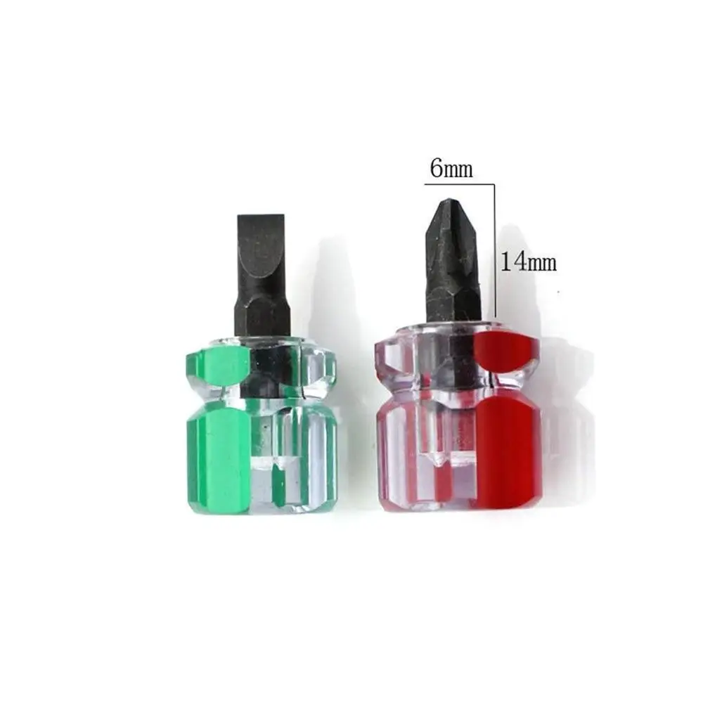 Small Mini Short Stubby Anti Slip Phillips Slotted Screwdriver Set Bits with 2 Color Handle