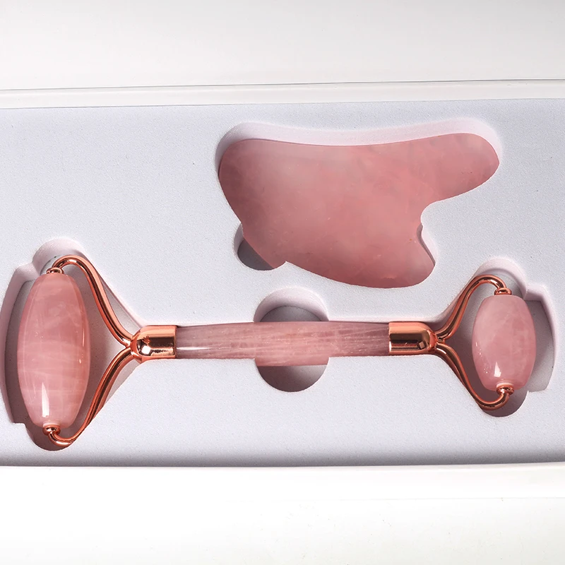 Crystal roller Face Care quartz jade skin Massage lapis lazuli gemtone face massage roller with guasha set  for women gift