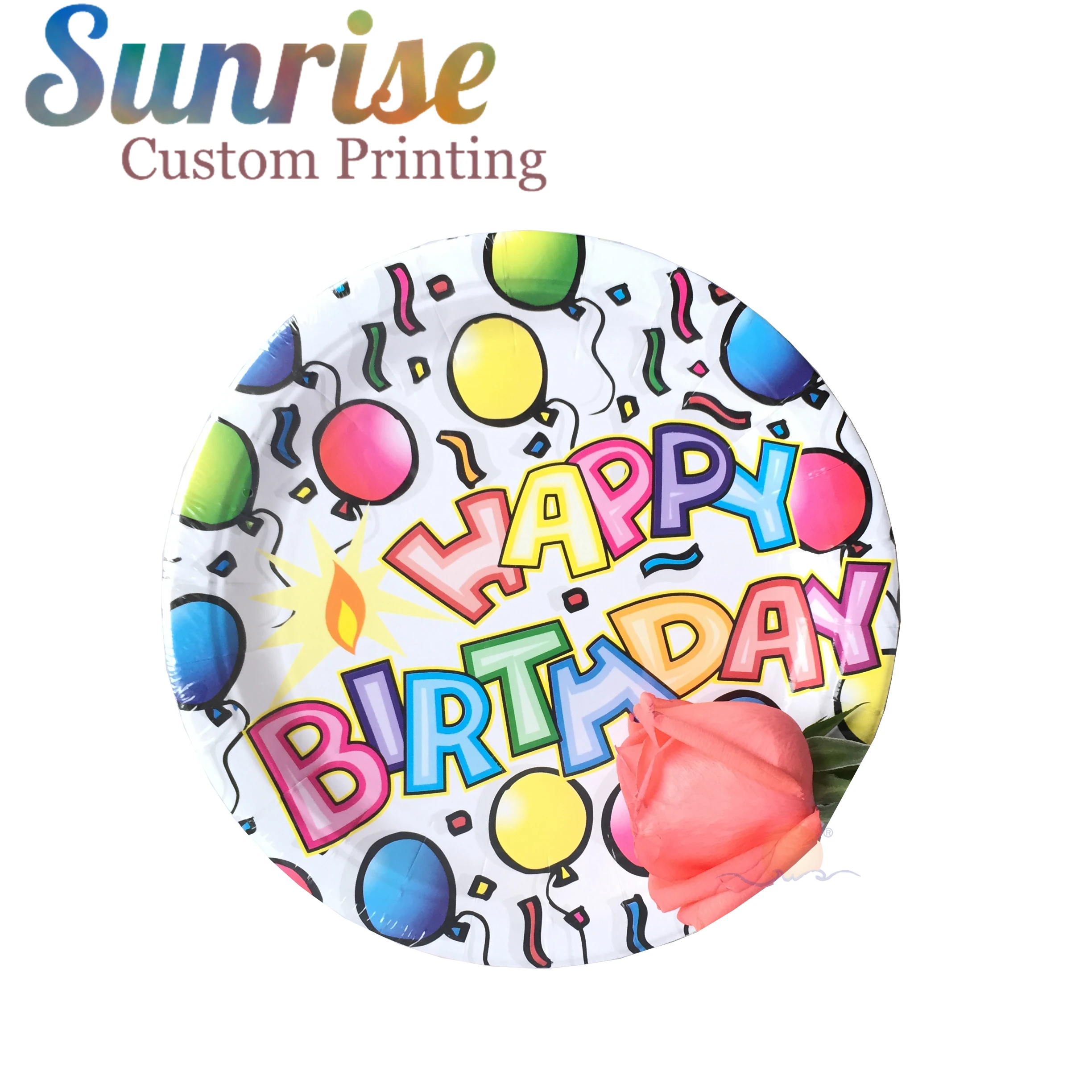 Colorful children birthday paper square disposable plate