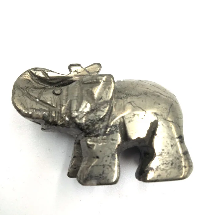 Wholesale Natural Copper Pyrite Rock Quartz Crystal Carved Sculpture Elephant Decoration