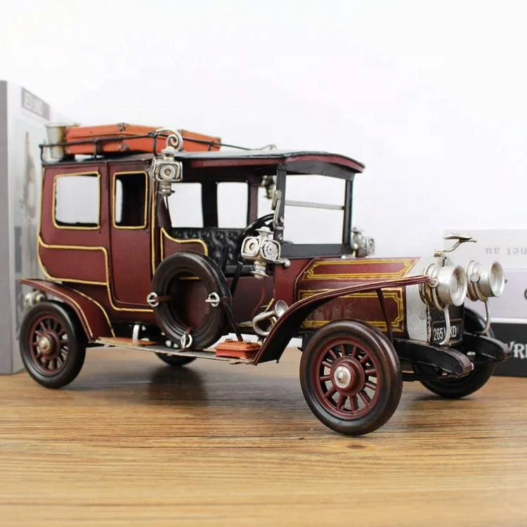 1907 Metal Old Diecast Car Model 1: 12 Figurine Vintage Vehicle Model Car Figurine Retro Boy Toy Gift Home Office Decor