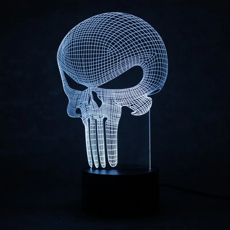 3D led Punisher Skull Lighting Great Night light with a Soft Glow for Kids