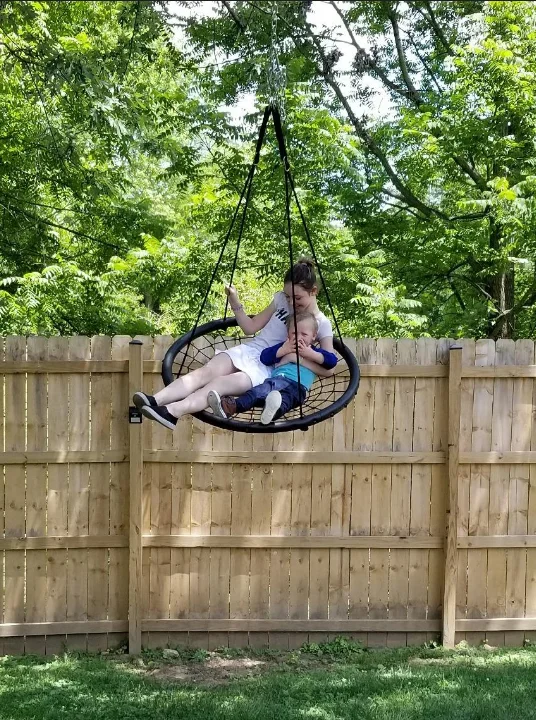 Indoor/Outdoor Round Net Baby Swing for Swing Set Backyard Playroom Hammock Chair Swing