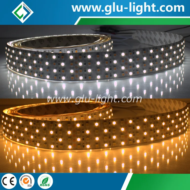 Superhigh brightness W+WW CCT tunable 3528 led strip, quad row 3528 led strip Bi color 480leds/m