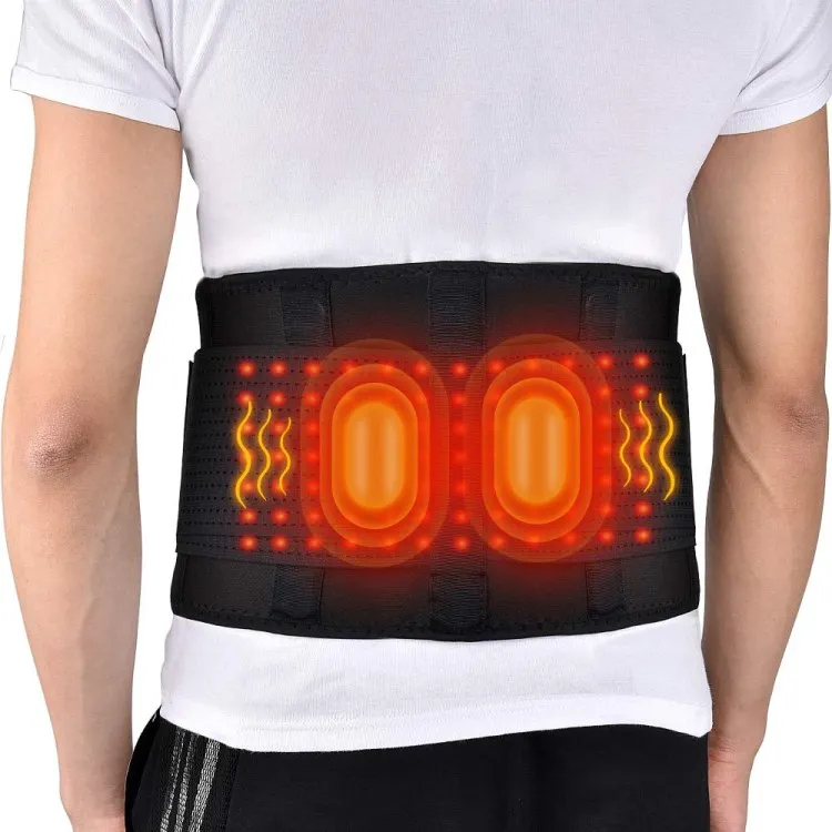 Heat & Massage 3 Settings USB Massaging Heated Waist Belt Wrap, Lumbar Lower Back Brace with 2 Vibration Motors for Back