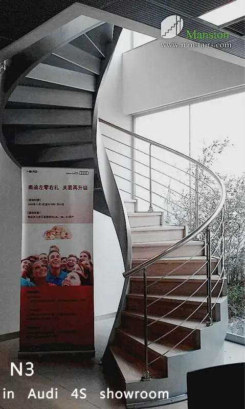 
Customized Steel Curved Structure Staircase For Living Room 