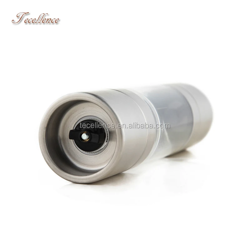 Professional Food Grade Stainless Steel Ceramic Salt and Pepper Shakers Mills Hand Salt Grinder Bottles Transparent