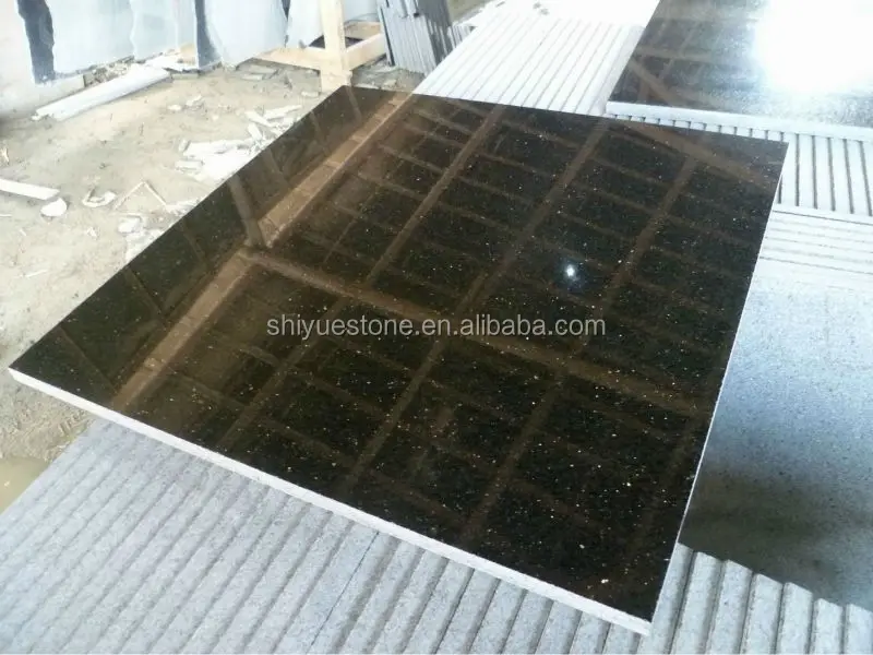 Imported Indian black granite stone cut to stadard tile size