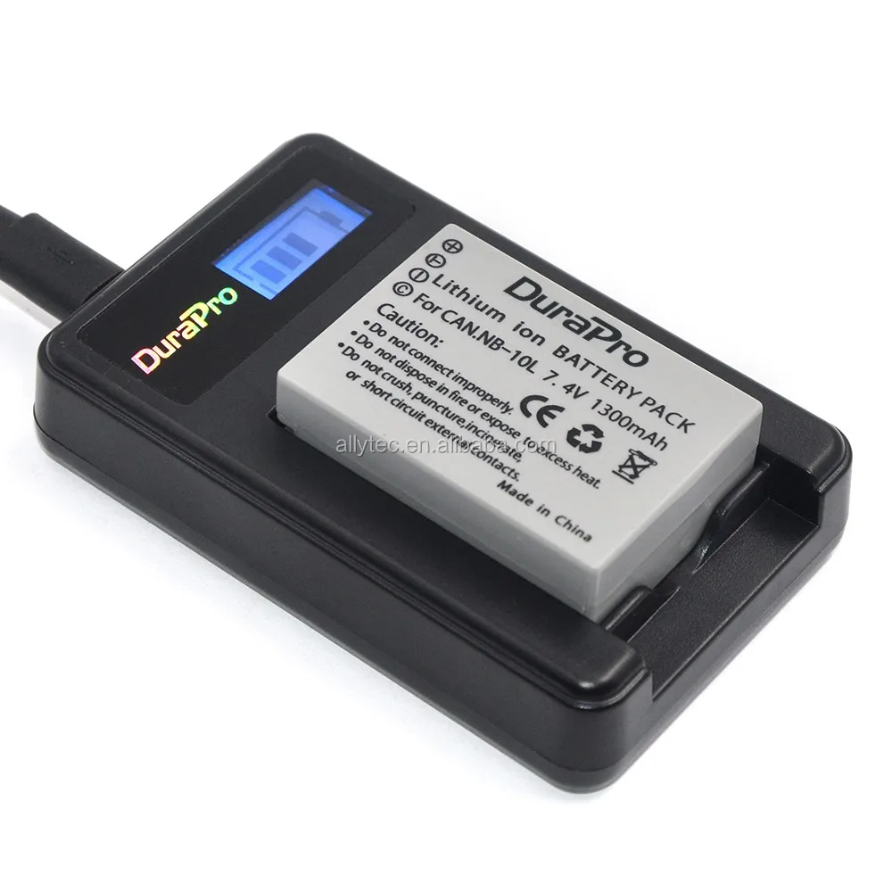 DuraPro LCD USB Charger for Canon NB-10L NB10L battery and G1X G15 G16 SX40HS SX50HS SX60HS SX40 SX50 SX60 HS Cameras